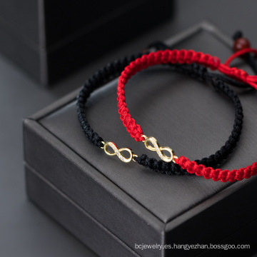 pulsera chapada de oro de lujo 925 pulseras de plata esterlina Elegante pulsera de cuerda roja chapada en oro por regalo